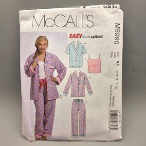 McCalls M5990 Pajama Sewing Pattern Misses Sizes 8-16 Shirt Pants Camisole UNCUT
